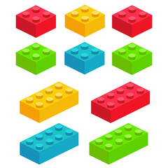 Building plastic toy bricks or child blocks construction flat cartoon illustration jpg image element isolated clipart building blocks, color jpeg illustration icon
