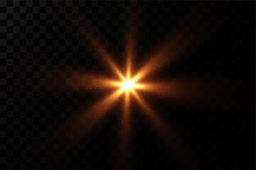 Golden light. A flash of light, a magical glow. Sun, sun rays png. Light png. Vector image.