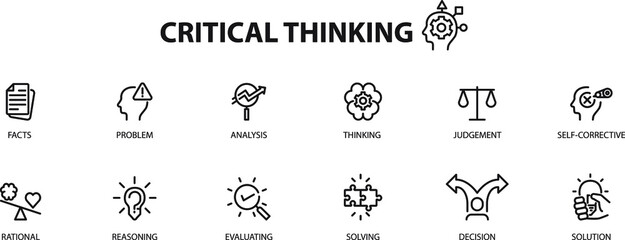 Critical thinking icons set , vector illustration