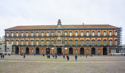 Fototapeta na wymiar Palazzo Reale on the Piazza del Plebiscito in Naples, Italy