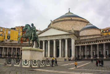 Church of St. Francis on the Piazza del Plebiscito in Naples, Italy