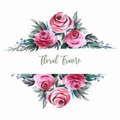 Beautiful composition of flowers with floral frame background