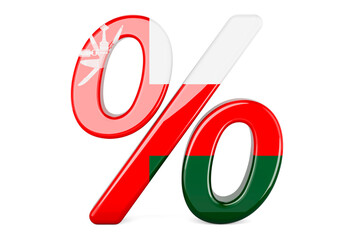 Percent with Omani flag, 3D rendering