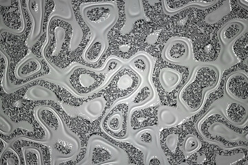 Shiny liquid metallic chrome surface move like a snake 3d illustration pattern