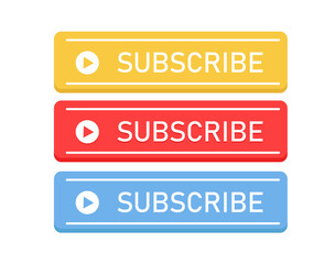 Fototapeta premium Set of button of subscribe social media sign. Isolated on white background. Online video channel