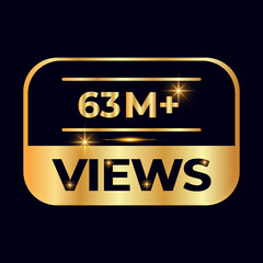 63M views celebration design. 63 million Views Vector.views sticker for Social Network friends or followers, like