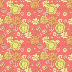 Floral seamless vector pattern. Flowers background for fabric, wallpaper, wrapping paper, scrapbooking layout