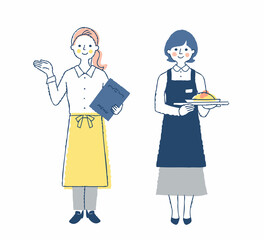 レストランの案内係とウェイトレス