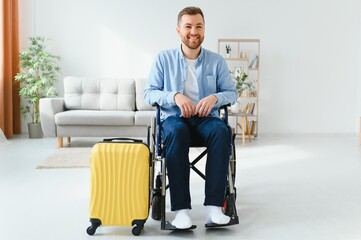 Young disabled man preparing for summer vacation