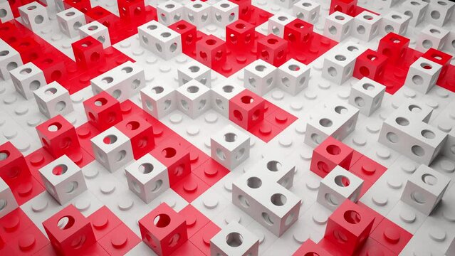 Abstract Red and White Building Blocks Rolling Background Loop