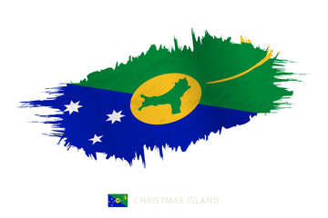 Painted brushstroke flag of Christmas Island with waving effect.