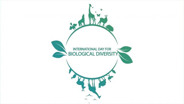 International Day for Biological Diversity logo, art video illustration.