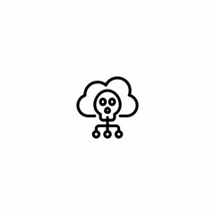 Cyber crime cloud computing skull Outline Icon, Logo, and illustration