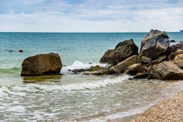landscape of the sea and stones, Azov sea, Ukraine