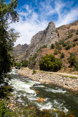 The King River in Kings, Canyon Park carving the Valley With Erosion and Steep Valley Walls