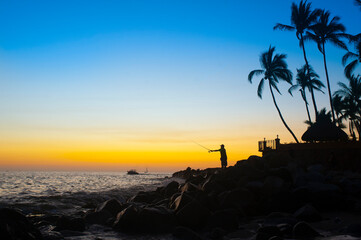 Fisherman in the sunset