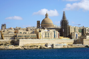 Fototapeta na wymiar Valetta skyline on blue sea, Malta, Europe