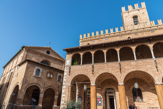 Offida, Ascoli Piceno, Marche. Piazza del Popolo, the Town Hall