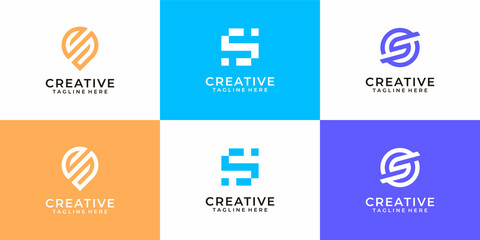 Letter s creative clean logo design collection for business