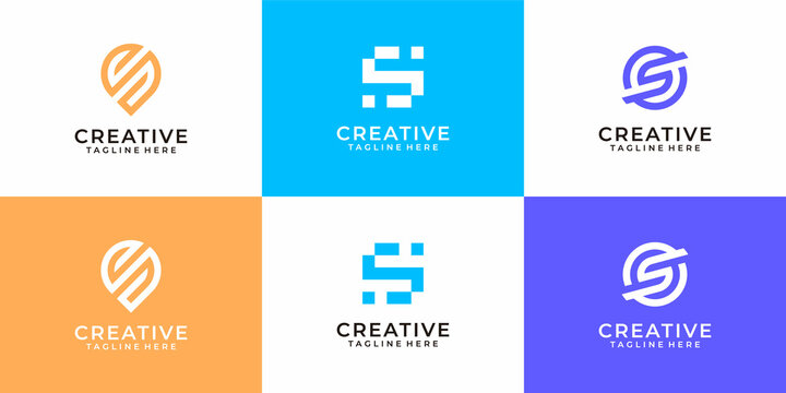 Letter s creative clean logo design collection for business