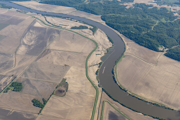 Aerial View of Barge on Missouri River