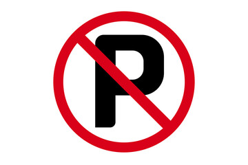 No Parking Red Prohibited Sign on a White Background