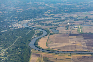 Aerial View of Missouri River near St. Joseph, Missouri, USA