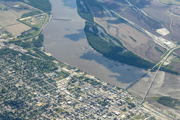 Aerial View of Mississippi River near Quincy Illinois