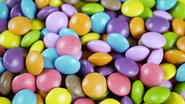 Multicolored Dragee Candies With Milk Chocolate.