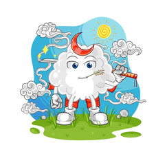 cloud samurai cartoon. cartoon mascot vector