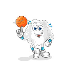 cloud playing basket ball mascot. cartoon vector