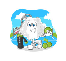 cloud plays tennis illustration. character vector