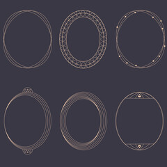 Set of round oval geometric border frames