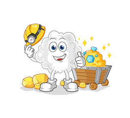 cloud miner with gold character. cartoon mascot vector