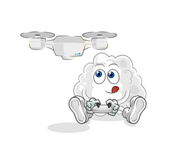 cloud with drone character. cartoon mascot vector