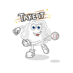 cloud throwing baseball vector. cartoon character
