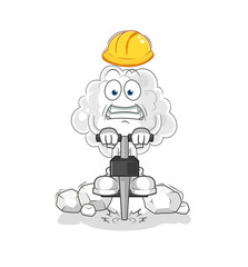 cloud drill the ground cartoon character vector