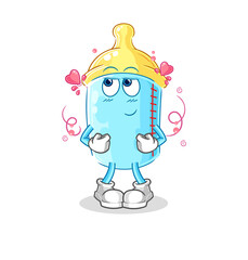baby bottle shy vector. cartoon character