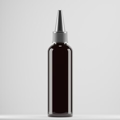 glass bottle brown with metallic cap a front view 3d render