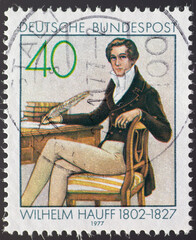 GERMANY - CIRCA 1977: a postage stamp from GERMANY, showing the portrait of the writer and author...