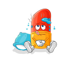 lipstick sick vector. cartoon character