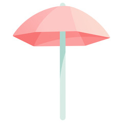 Flat illustration of pink parasol beach umbrella. Isolated element on white background. 