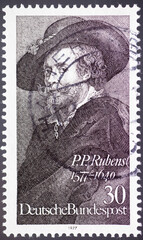 GERMANY - CIRCA 1977: a postage stamp from GERMANY, showing a self-portrait of the Flemish Baroque painter Peter Paul Rubens (1577–1640) on the occasion of his 400th birthday . Circa 1977
