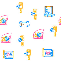 Car Service Technical Maintenance Vector Seamless Pattern Color Line Illustration