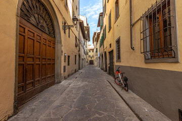 Street view of the medieval famous city of Florence, Italy