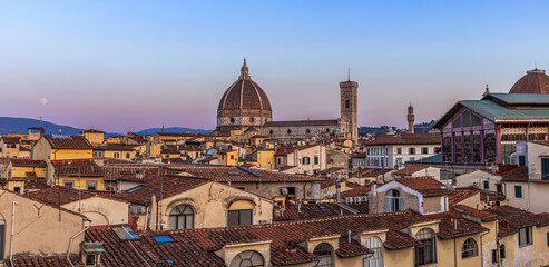 Fototapeta na wymiar Rooftop view of the Duomo Cathedral in the medieval famous city of Florence, Italy