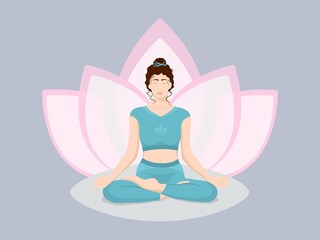 Yoga. Woman meditating. Peaceful person during meditation, yoga and spiritual practice. Artistic print for a healthy lifestyle.  