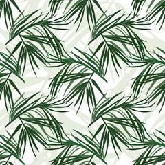 Fototapeta na wymiar Abstract seamless pattern with palm leaves. Vector background for various surface.