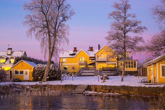 Hotel Villa Vik in winter morning setting in Vaxjo, Sweden
