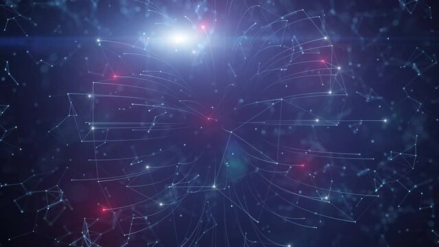 Artistic flashing lights digital technology network animation.